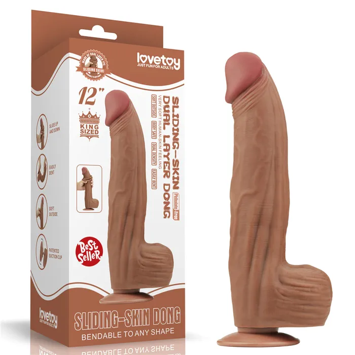 Lovetoy Female Sex Toys | Fallo Super Realistico con Pelle Scorrevole - 12'' Mulatto 31 cm Ø 6.2 cm