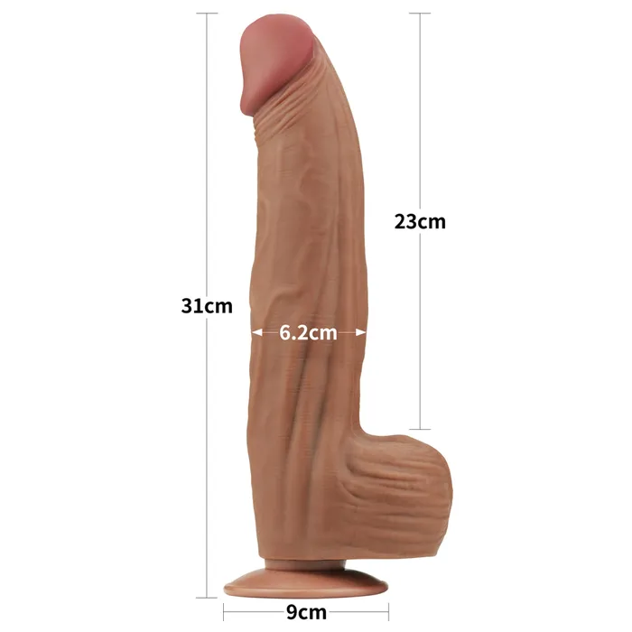 Lovetoy Female Sex Toys | Fallo Super Realistico con Pelle Scorrevole - 12'' Mulatto 31 cm Ø 6.2 cm