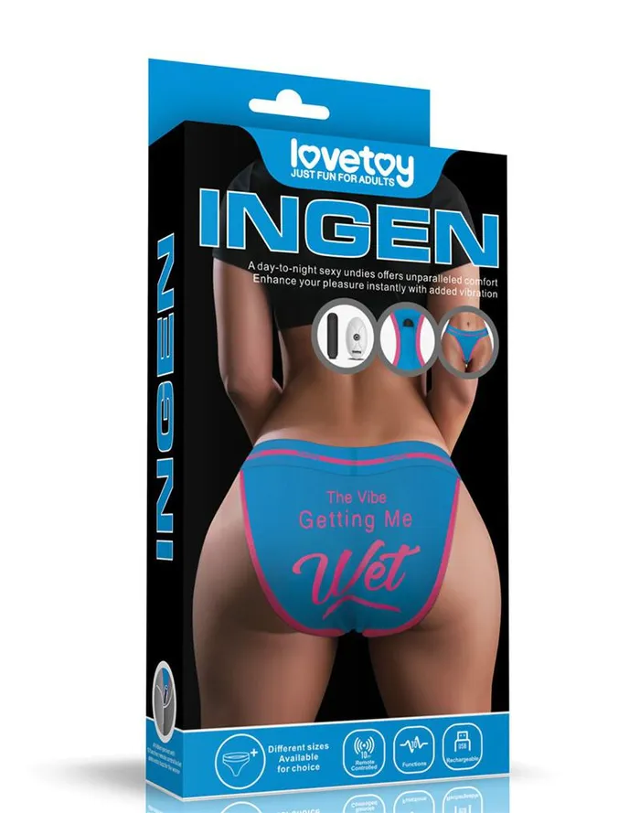 LoveToy - Getting me Wet - Bedrukt Vibrerend Sexy Slipje - Blauw | Lovetoy Vibrators