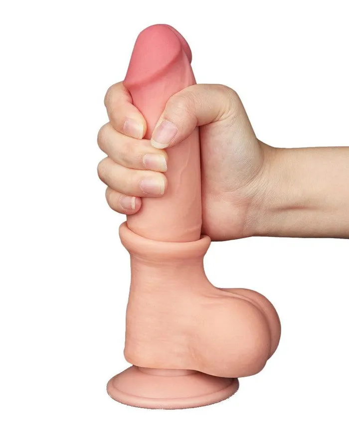 Lovetoy LoveToy - Dildo - Glijdende Huid Dildo - Lengte 20 cm - Diameter 3.9 cm - Lichte Huidskleur | Dildos