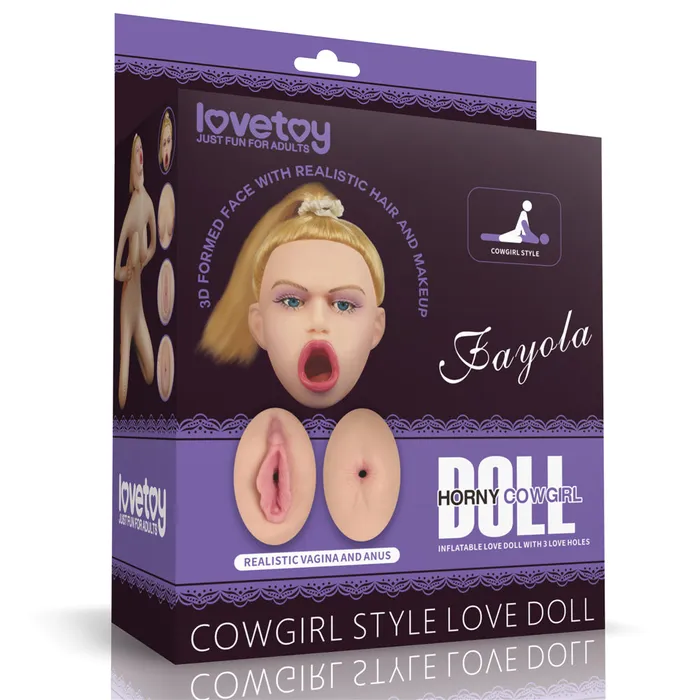 Lovetoy Male Sex Toys Bambola BiondaHorny Cowgirl Doll Volto in 3D Capelli e Inserti Super Realistici in Silicone