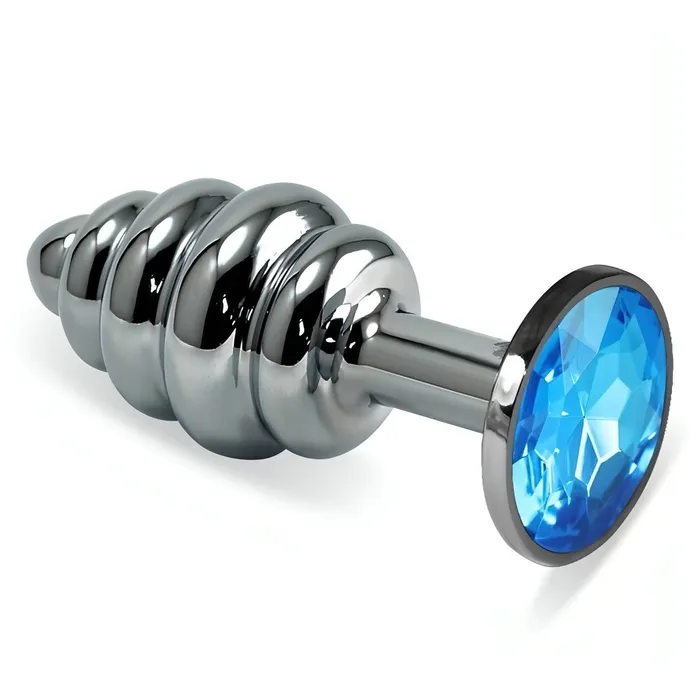 Luxury silver spiral heavy metal Anal Plug con swarovsky azzurro 685 cm 295 cm Lovetoy Anal