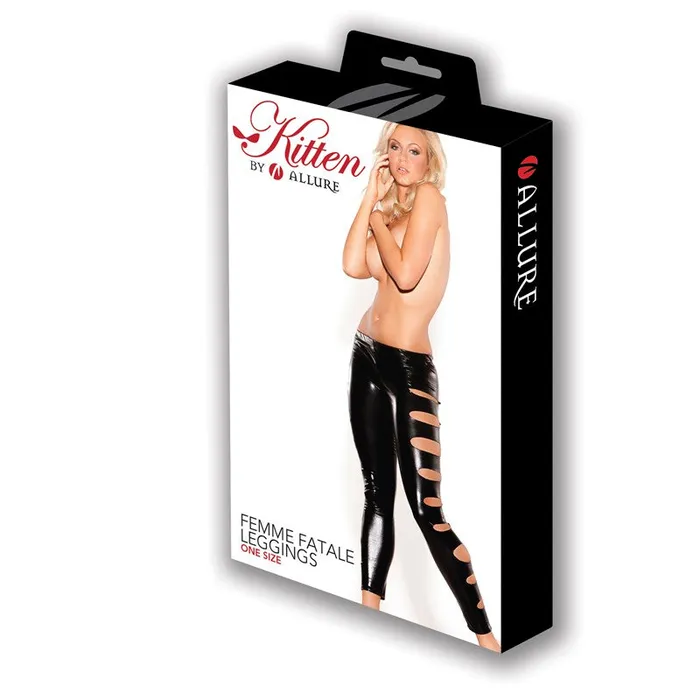 Male Sex Toys Allure Lingerie Kitten Wet Look Leggings With Side Hole