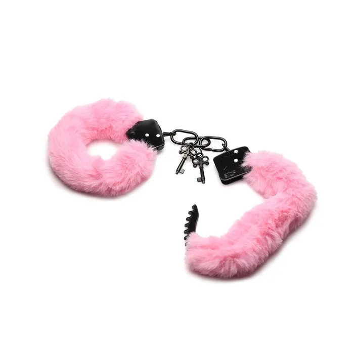 Master Series Male Sex Toys Master Series Cuffed In Fur Metalen Handboeien met Kunstbont Roze