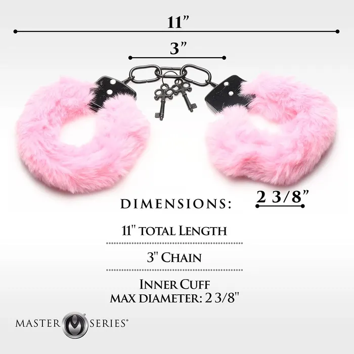 Master Series Male Sex Toys | Master Series - Cuffed In Fur - Metalen Handboeien met Kunstbont - Roze