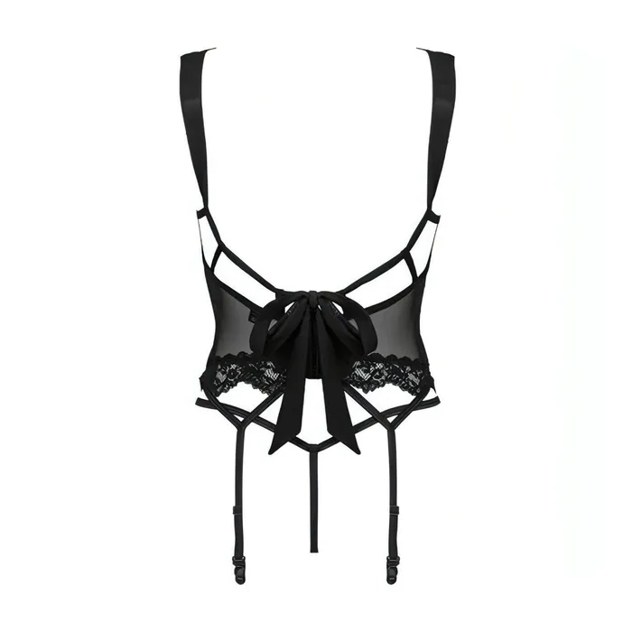 Obsessive Anal | Set Corsetto con clip reggicalze e perizoma con apertura inguinale - S/M