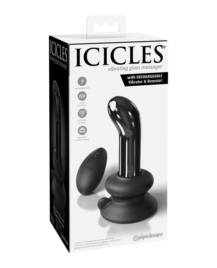 Pipedream Anal Icicles No 84 Hand Blown Glass Vibrating Butt Plug with Remote