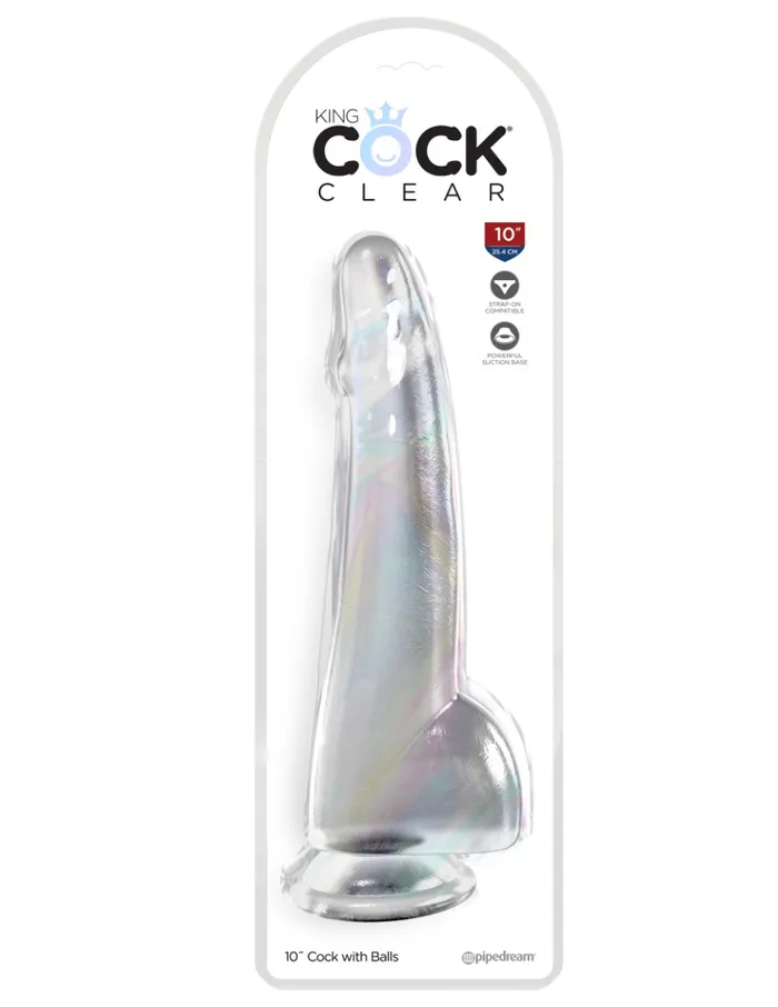 Pipedream Dildos | Pipedream - King Cock - Dildo met Balzak - 25,5 cm - Transparant