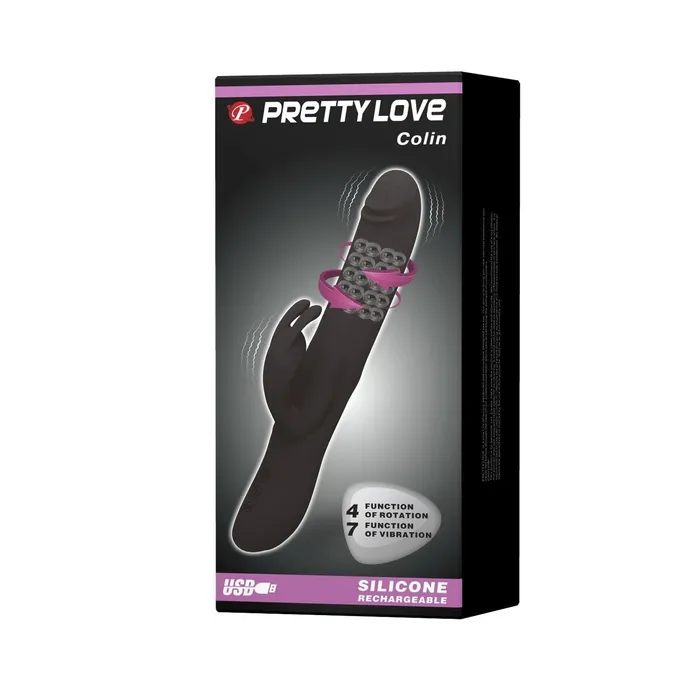 Pretty Love Female Sex Toys | Vibratore Rabbit rotante e vibrante - Silicone, Nero