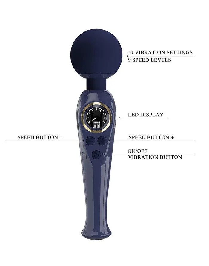 Pretty Love - Skyler - Wand Vibrator - Met LCD Display - Donkerblauw | Pretty Love Vibrators