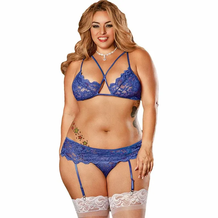 Set di Lingerie Exposed Azzurro (XXL) | Exposed Anal