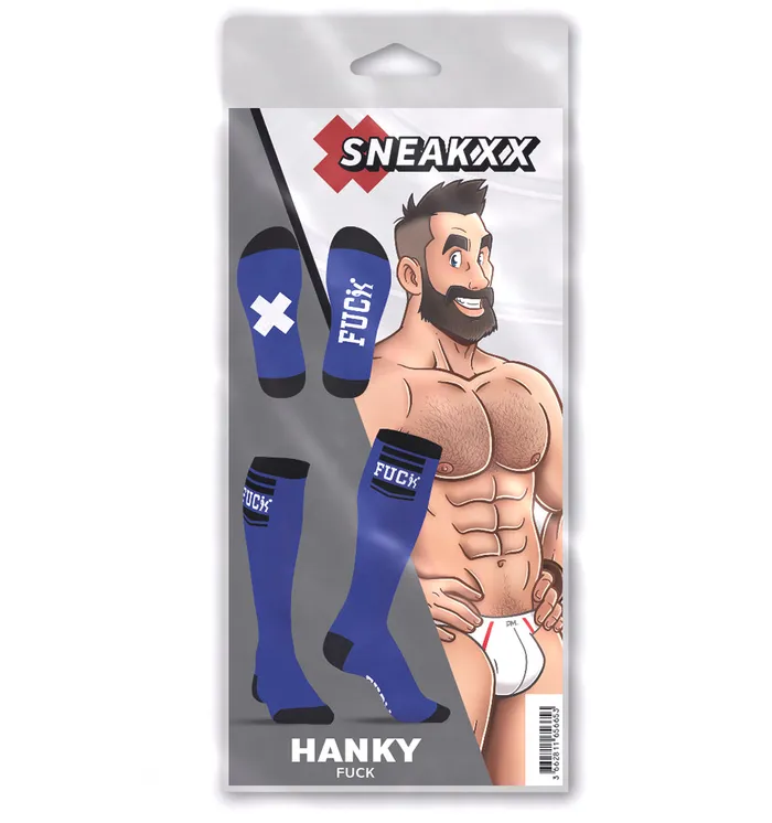 SneakXX Vibrators | SneakXX - Voetbal Sokken FUCK - Blauw