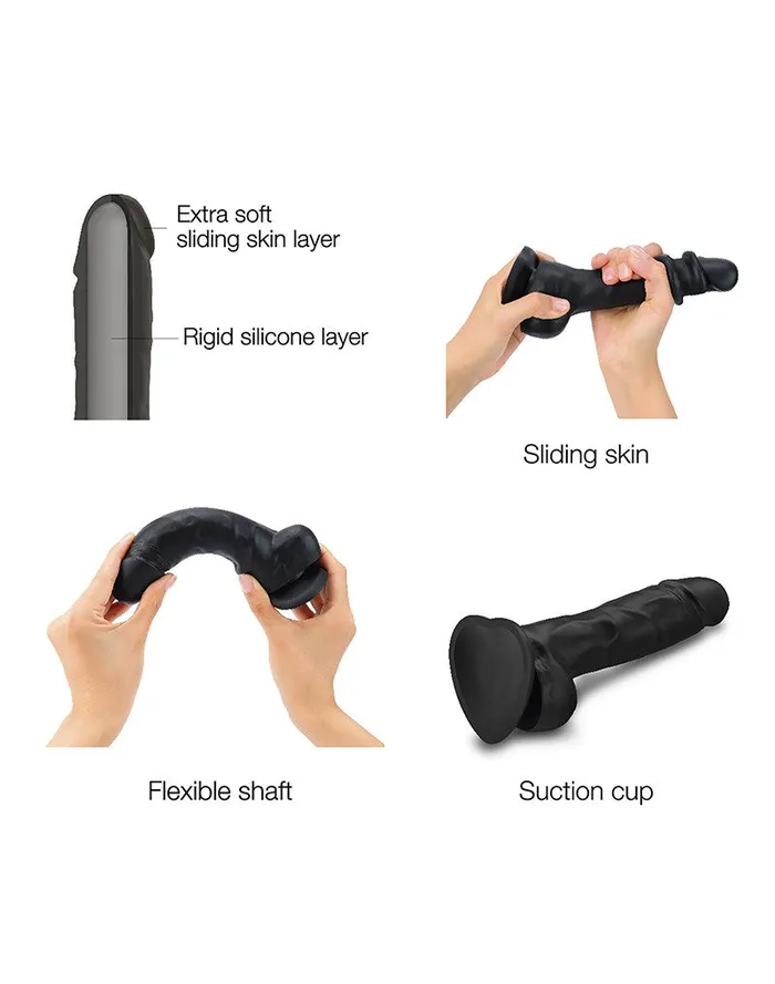 Strap-On-Me Female Sex Toys | Strap-On-Me - Sliding Skin Realistische Dildo - Zwart