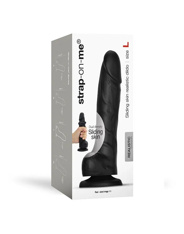 Strap-On-Me Female Sex Toys | Strap-On-Me - Sliding Skin Realistische Dildo - Zwart