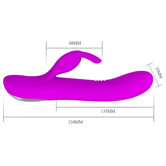 Vibratore Rabbit 100% in silicone, con 4 diverse modalità di tickling e 7 diverse modalità di vibrazione - Viola, Ricaricabile, | Pretty Love Female Sex Toys