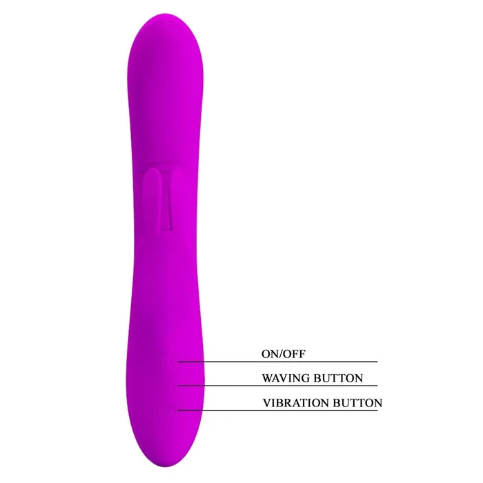 Vibratore Rabbit 100% in silicone, con 4 diverse modalità di tickling e 7 diverse modalità di vibrazione - Viola, Ricaricabile, | Pretty Love Female Sex Toys