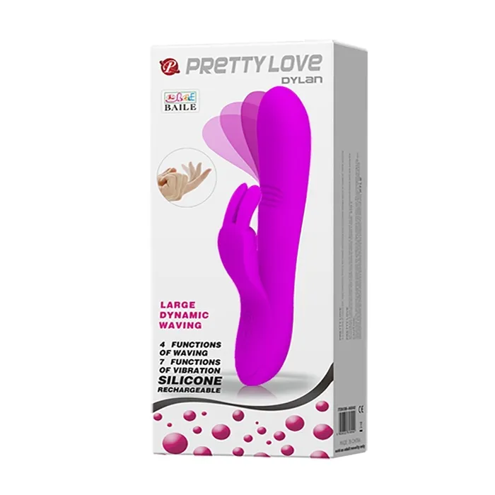 Vibratore Rabbit 100% in silicone, con 4 diverse modalità di tickling e 7 diverse modalità di vibrazione - Viola, Ricaricabile, | Pretty Love Female Sex Toys