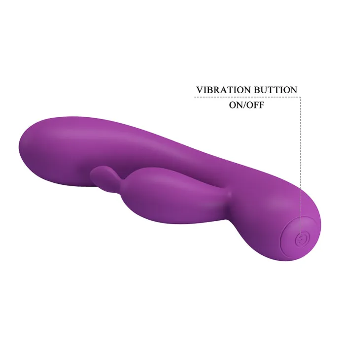 Vibratore Rabbit Extra Soft Silicone - 12 modalità di vibrazione, Ricaricabile, Viola | Pretty Love Female Sex Toys