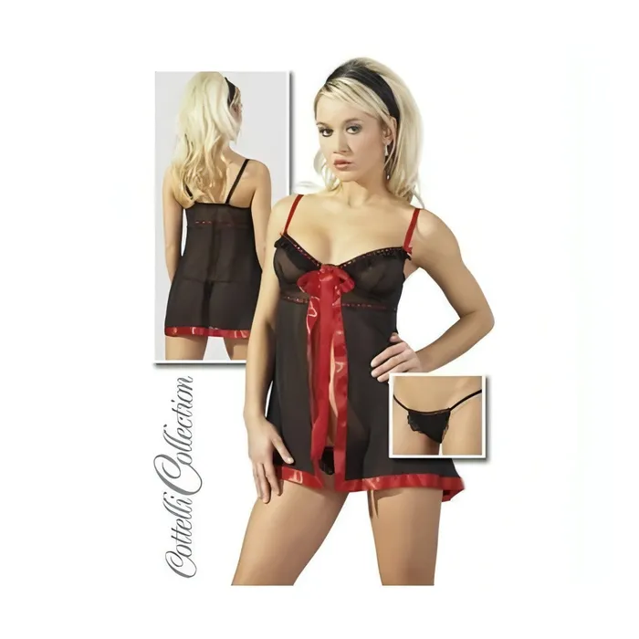 Vibrators | Babydoll nero e rosso - L - Cottelli Collection Lingerie