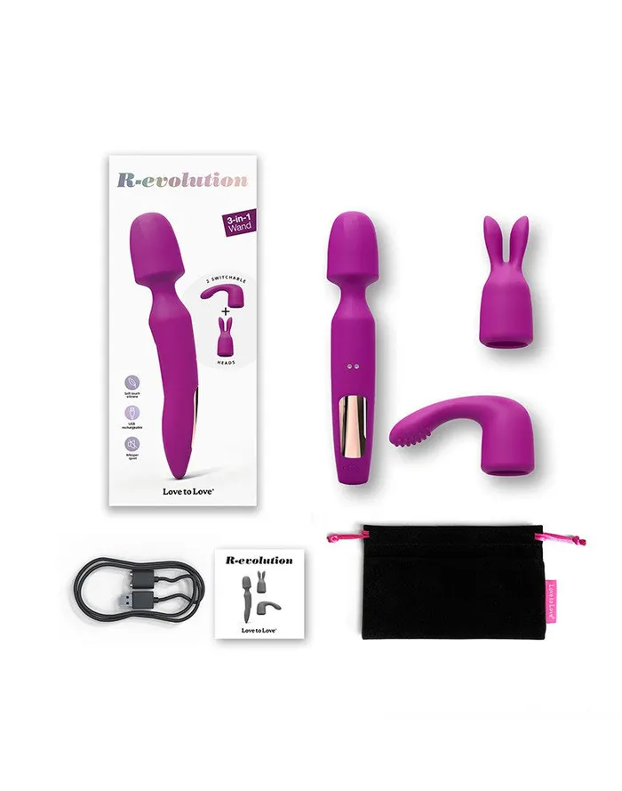 Vibrators | Love to Love Love to Love - R-Evolution Wand Vibrator Set Met 2 verwisselbare opzetstukken - Roze