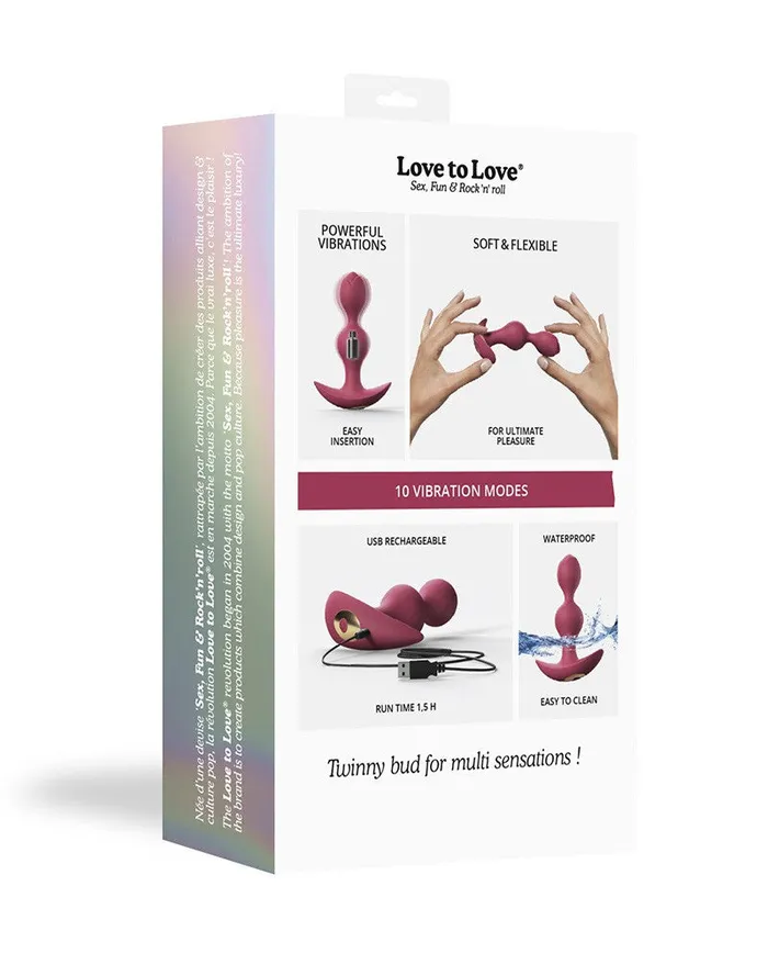 Vibrators | Love to Love Love to Love - Twinny Bud - Buigbare Vibrerende Buttplug - Roze