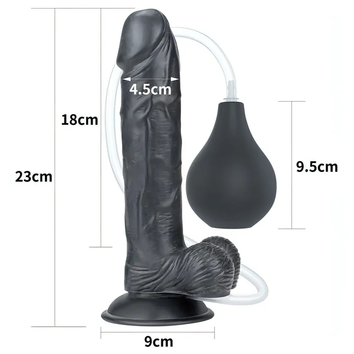 Vibrators | Lovetoy Squirt Extreme Fallo Realistico con Pompa Squirting - Nero, 9''