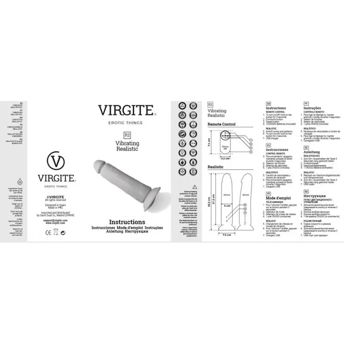 Virgite Dildos | Virgite - Vibrerende Dildo Met Afstandsbediening 23 x 7.5 cm - Lichte Huidskleur