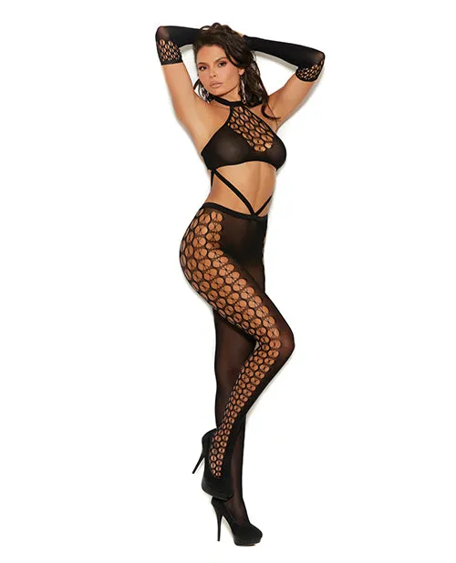 Vivace Crochet Bodystocking wGloves Black OS The Vivace Collection Bodystockings Playsuits