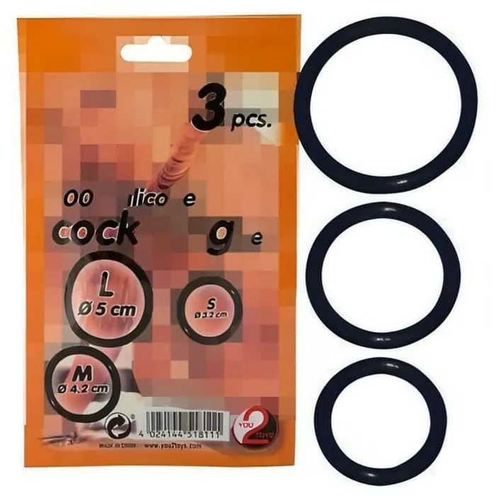 You2Toys Female Sex Toys | Set da 3 anelli fallici in silicone - Nero